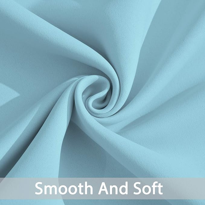 Yakamok Blackout Curtains for Bedroom,Grommet Thermal Insulated Room Darkening Curtains for Living Room, Set of 2 Panels (52 x 96Inch, Sky Blue)