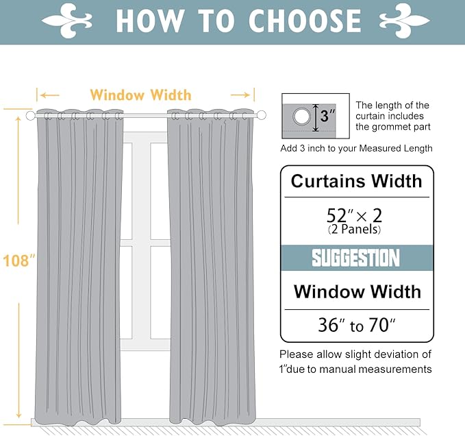 ChrisDowa Blackout Curtains 108 Inches Long 2 Panels Set for Living Room, Grommet Thermal Insulated Room Darkening Curtains for Bedroom (Royal Blue, 52 x 108 Inch)
