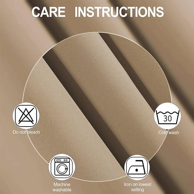 LEMOMO Natural Thermal Blackout Curtains/52 x 54 Inch/Set of 2 Panels Room Darkening Curtains for Bedroom