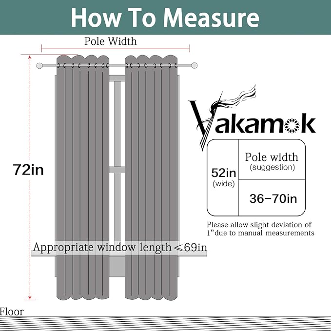 Yakamok Purple Blackout Curtains for Bedroom, Grommet Thermal Insulated Room Darkening Blackout Drapes for Living Room, 2 Panels,52W x 72L Inch