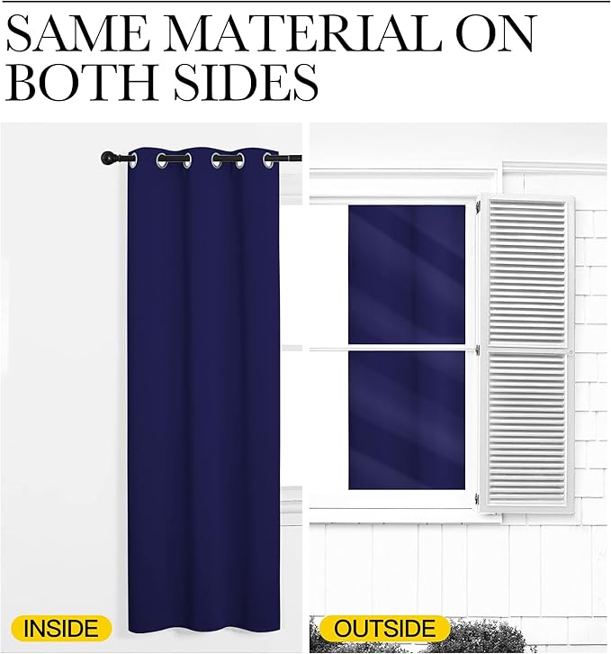 NICETOWN Navy Blue Blackout Curtains 120 inches Length for Living Room, 2 Panels, 55" Wide, Thermal Insulated Long Drapes for Large Window