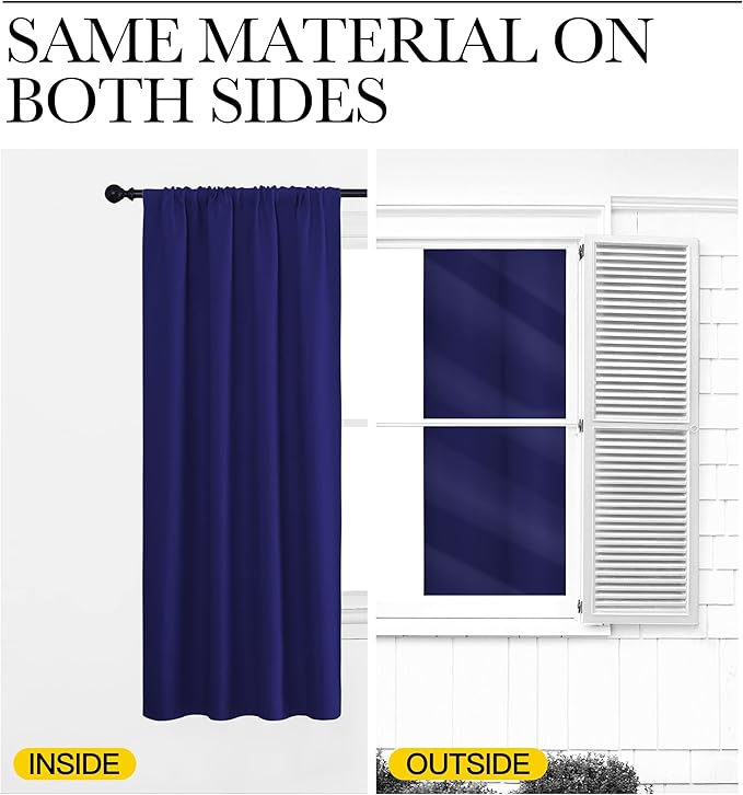 NICETOWN RV Blackout Curtains for Camper Windows, Navy Blue, 34" x 30", Set of 2, Kitchen Curtains, Short Blackout Drapes, Thermal Insulated Rod Pocket Window Treatment Draperies for Nursery