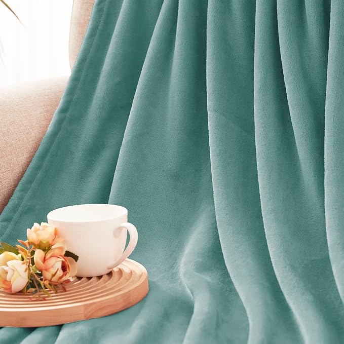 Exclusivo Mezcla Fleece Celadon Throw Blanket for Couch, Sofa, Super Soft and Warm Blankets, All Season, Cozy, Plush, Lightweight, 50x60 Inches