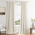 Guken 100% Blackout Curtains 40 Inch Wide by 84 Inch for Living Room Bedroom Back Tab Thermal Insulated Black Out Linen Drapes Room Darkening Window Curtains