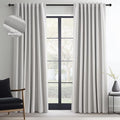 Topfinel 105 Inches Long Custom Black Out Faux Thick Linen Drapery Two Panels, Gray Sound Proof Tape Trim Back Tab Curtains, Pleated Outdoor Patio Curtains, Cortinas para Cuarto Bloqueador Christmas