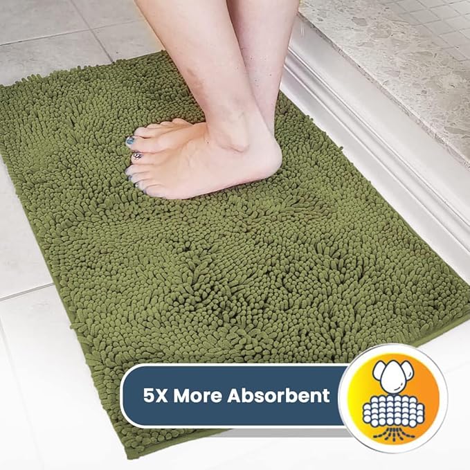 Muddy Mat® | Super Absorbent Door Mat Indoor, Microfiber Quick Dry Chenille Entryway Rug, Non-Slip Front Door Mat, Indoor Mats for Entryway, Machine Washable Pet Rug, Army Green 24"x36"