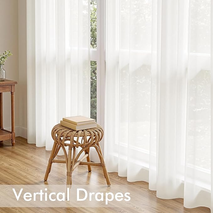 MIULEE Ivory Sheer Curtains 108 Inches Long, 4 Panels Set, Light Filtering Rod Pocket Voile Drapes for Living Room and Bedroom, Airy Soft Fabric Window Treatments, 42 x 108 Inches