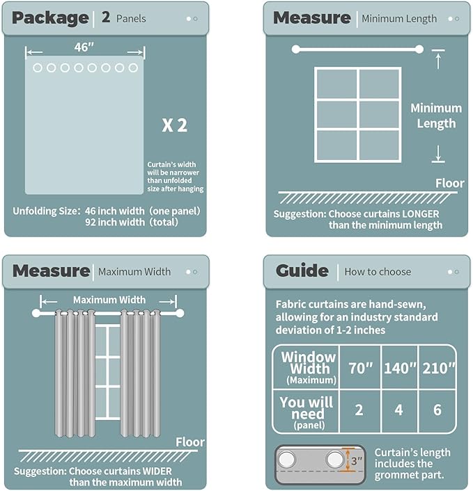 BGment Room Darkening Curtains for Bedroom - Grommet Thermal Insulated Window Treatments Light Blocking Curtains for Living Room, Set of 2 Panels, Each 46 x 84 Inch, Light Grey