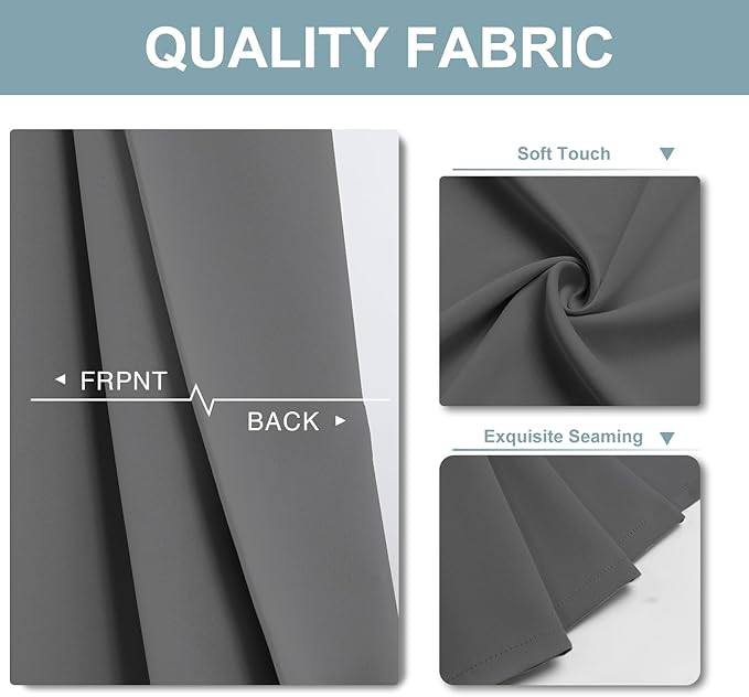ChrisDowa Blackout Curtains 90 inches Long for Bedroom - 2 Panels Set Grommet Thermal Insulated Room Darkening Curtains for Living Room (Grey, 52 x 90 Inch)