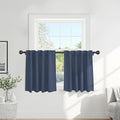 PONY DANCE Short Curtains for Small Window - Light Filtering Tiers Thermal Drapes Room Darkening Energy Saving for Bathroom Kitchen Decor, 42 W x 36 L, Blue Haze, 2 Panels
