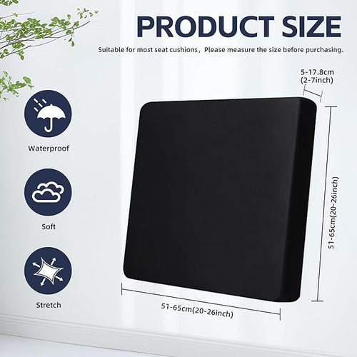 8Pcs Outdoor Cushion Covers, Patio Cushion Covers,Stretch Elastic Slipcovers, Replacement Washable & Reusable Furniture Protector for Patio Couch (Black,Cover Only)