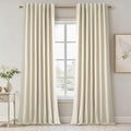 Cream Extra Long 120 Inch Blackout Curtains for Large Window Treatment Natural Farmhouse Thick Linen Texture Sound Proof Drapes Room Divider Pleat Ceiling Track Burg Bedroom 10Ft(W52 xL132 2 Panels)