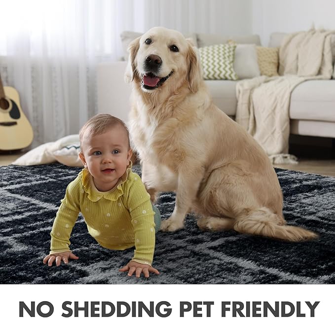 9x12 Ft Extra Large Shag Rugs for Living Room, Ultra Soft Fluffy Furry Area Rugs for Bedroom Indoor Floor, Aesthetic Carpet for Kids Home Decor (Grey)