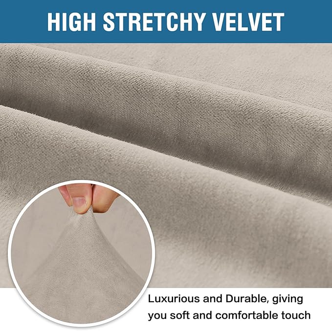 H.VERSAILTEX Stretch Velvet Armchair Cover Couch Covers 1 Cushion Chair Slipcover for Living Room Furniture Cover Crafted from Thick Comfy Rich Velour (Chair 31"-49", French Oak)