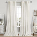 Cream Linen Sheer Curtains 102 Inches 2 Panels Set Back Tab Rod Pocket Extra Long Semi Sheer Light Filter Vintage Curtain Drapes Room Decor Aesthetic Curtains for Living Room High Window 42x102