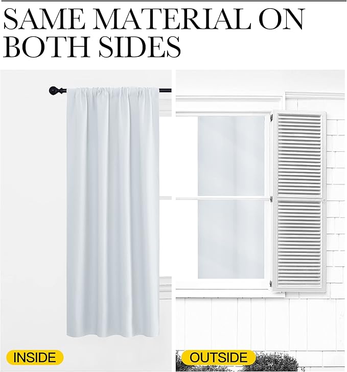 NICETOWN Greyish White Window Curtain Panels - Thermal Insulated Rod Pocket Room Darkening Curtain Sets for Bedroom (Greyish White, 2 Panels, 29 by 40)