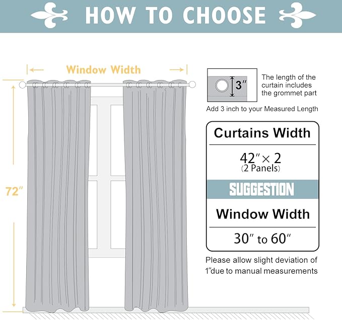 ChrisDowa 100% Blackout Curtains 72 inch Long for Bedroom with Black Liner, 2 Thick Layers Total Blackout Thermal Insulated Grommet Window Curtains 2 Panels Set (Pure White, 42 x 72 Inch)