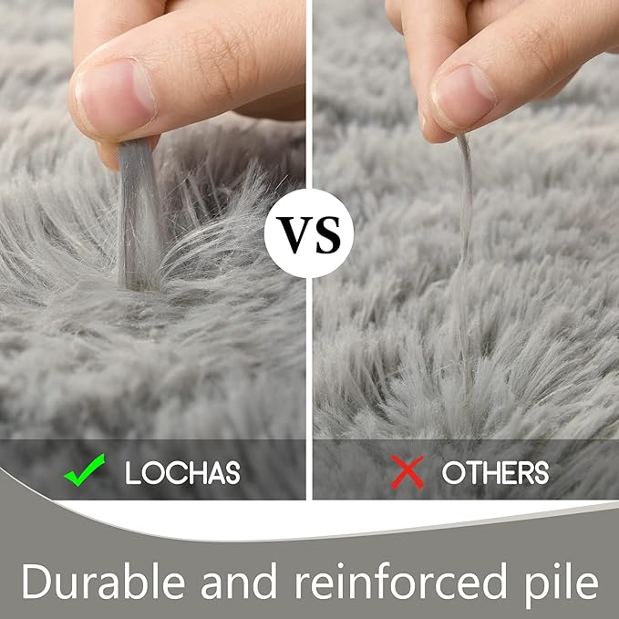 LOCHAS Ultra Soft Indoor Modern Area Rugs Fluffy Living Room Carpets for Children Bedroom Home Decor Nursery Rug 2x8 Feet, Gray