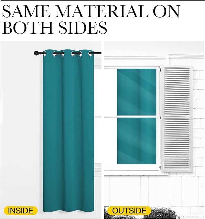 NICETOWN Room Darkening Curtains 96 inch Length 2 Panels, Thermal Insulated Grommet Blackout Curtains for Modern Casual Elegant Bedroom Kids Room Theme Decoration (Peacock Teal, 2 Pieces, W55)