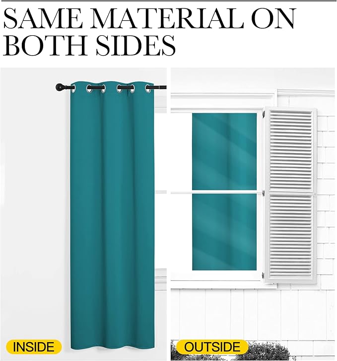 NICETOWN ROM Darkening Curtains 40 inch Length 2 Panels, Thermal Insulated Grommet Blackout Curtains for Modern Casual Elegant Bedroom Kids Room Theme Decoration (Peacock Teal, 2 Pieces, W42)