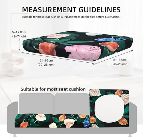 8Pcs Outdoor Cushion Covers, Patio Cushion Covers,Stretch Elastic Slipcovers, Replacement Washable & Reusable Furniture Protector for Patio Couch (Flower Bed,Cover Only)
