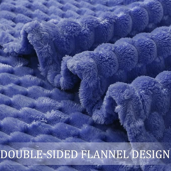 Exclusivo Mezcla Fleece King Blanket for Bed, Extra Large Fuzzy Cobalt Blue Bed Blankets, Soft Cozy Plush Sofa Throws for All Seasons, 90x104 Inches