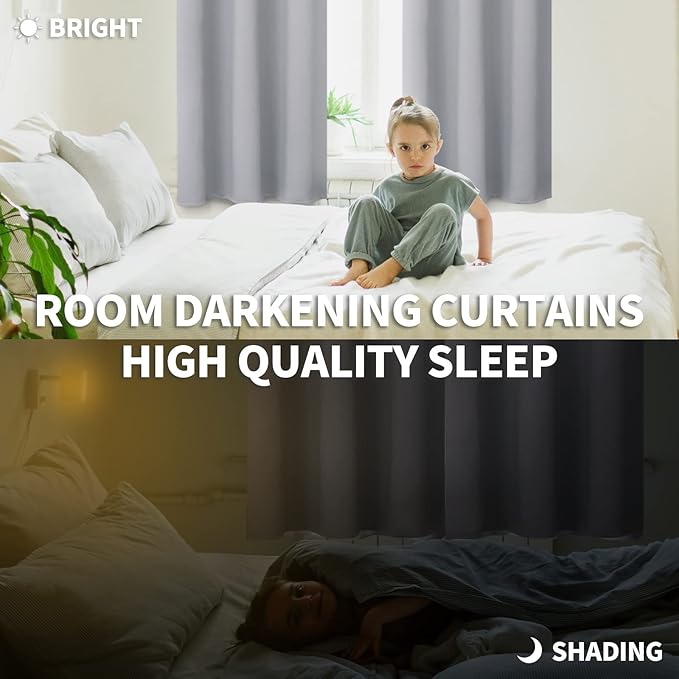 BGment Room Darkening Curtains 84 Inches Long - Grommet Thermal Insulated Drapes Window Treatment Curtains for Bedroom, 2 Panels, 38 x 84 Inch, Light Grey