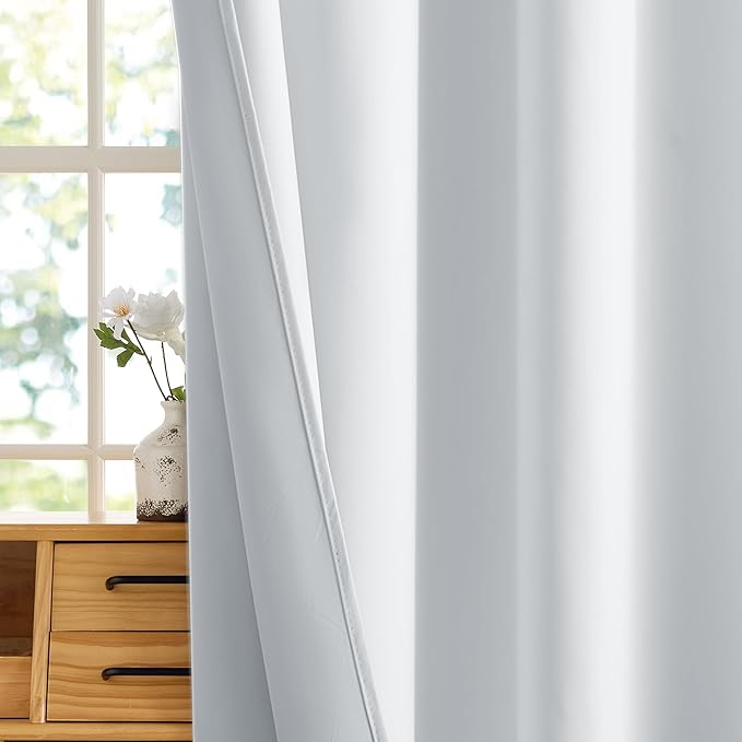 RYB HOME White 100% Blackout Curtains, Thermal Insulated Heat & UV Blocking Total Room Darkening Privacy Drapes for Bedroom Dining Living Room, Width 34 by Length 80, White, 2 Panels