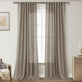 Taupe Linen Curtains 108 inches Long for Living Room Back Tab Rustic Farmhouse Semi Sheer Light Filtering Window Curtain Dining Room Soft Thick Flax Linen Textured Drapes Burlywood Birch Dark Brown