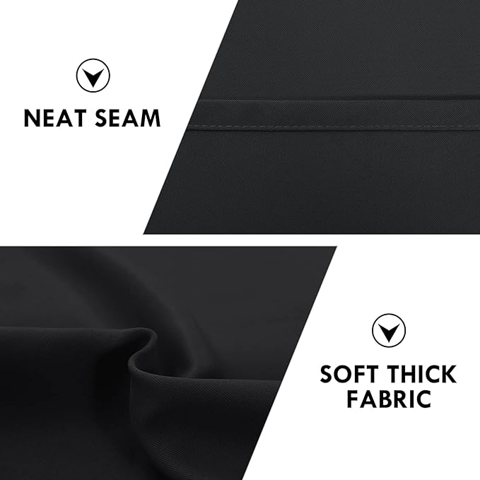 DWCN Blackout Curtains Room Darkening Thermal Insulated Bedroom Curtains Window Treatments, 42 x 45 inches Long, Set of 2 Black Rod Pocket Drapes