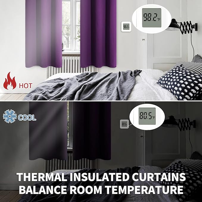 BGment Blackout Curtains - Grommet Thermal Insulated Room Darkening Bedroom and Living Room Curtain, Set of 2 Panels (52 x 54 Inch, Royal Purple)