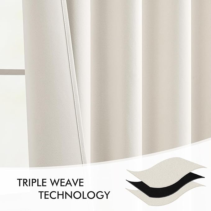 MIULEE Ivory Back Tab Blackout Curtains 120 Inch Long 2 Panels Set for Bedroom, Rod Pocket/Pinch Pleated Extra Long Thermal Insulated Living Room Darkening Light Blocking 10FT Drapes