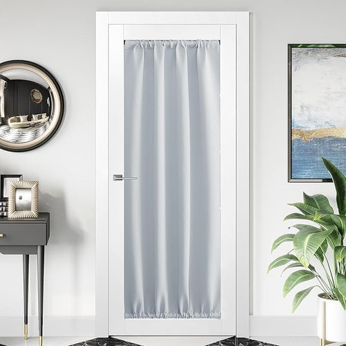 1 Panel Room Darkening French Door Curtain, Thermal Insulated Front Glass Door Doorway Privacy Sidelight Rod Pocket and Ceiling Track Curtain for Kitchen, 36" x 72", Greyish White