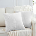 Fancy Homi 2 Packs White Samll Decorative Throw Pillow Covers 14x14 Inch with for Couch Bed Sofa, Rustic Farmhouse Boho Home Decor, Soft Corss Patchwork Corduroy Square Cushion Case 35x35 cm