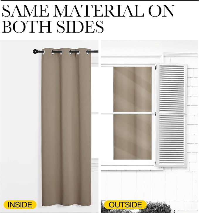 NICETOWN Taupe Room Darkening Curtains for Kitchen, Window Treatment Thermal Insulated Solid Grommet Room Darkening Curtains/Drapes for Bedroom (Set of 2, 42 inches Wide by 48 inches Long)