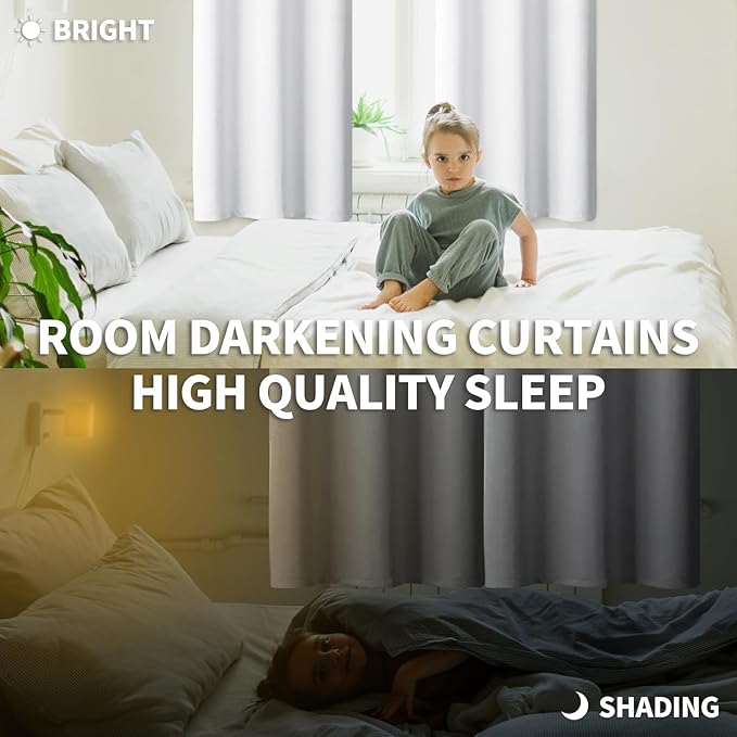BGment Room Darkening Curtains 63 Inches Long - Grommet Thermal Insulated Drapes Window Treatment Curtains for Bedroom, 2 Panels, 38 x 63 Inch, Pure White