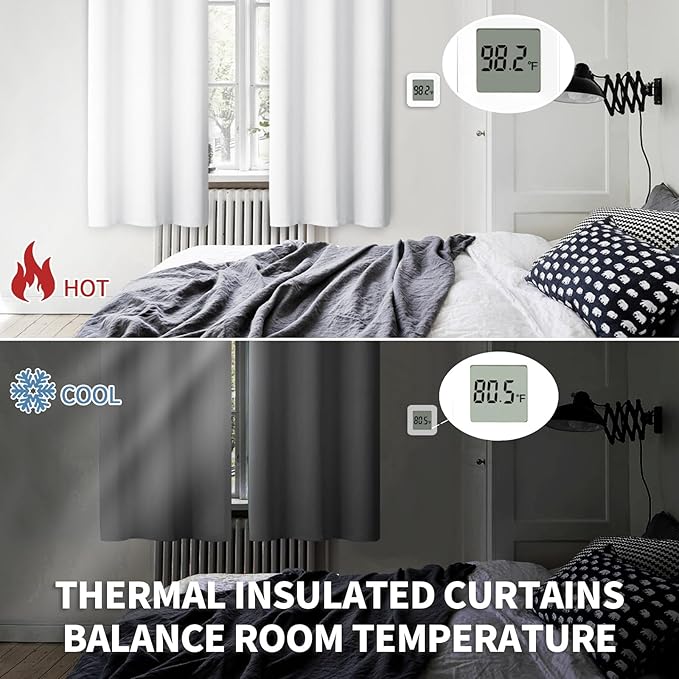 BGment Room Darkening Curtains 84 Inches Long - Grommet Thermal Insulated Drapes Window Treatment Curtains for Bedroom, 2 Panels, 38 x 84 Inch, Pure White