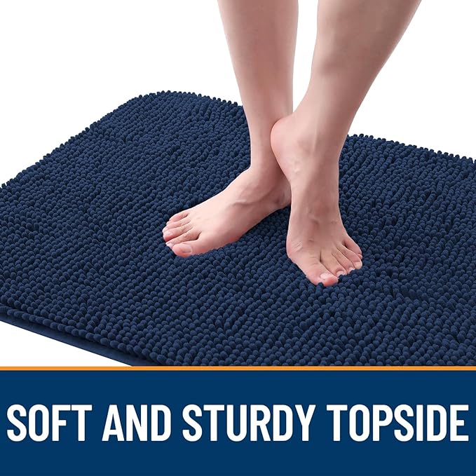 OLANLY Dog Door Mat for Muddy Paws 70x46, Absorbs Moisture and Dirt, Absorbent Non-Slip Washable Doormat, Quick Dry Chenille Mud Mat for Dogs, Entry Indoor Entryway Carpet for Inside Floor, Dark Blue