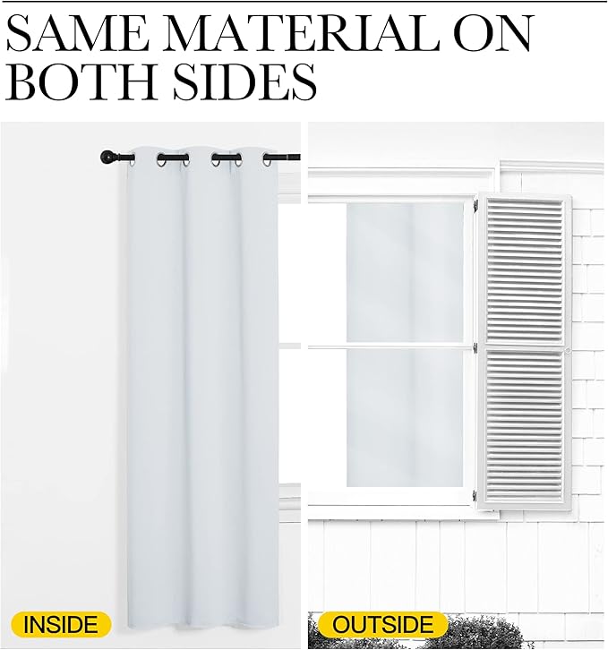 NICETOWN Blackout Curtains Panels for Living Room, 2 Panels, 66 x 80 Inch, Greyish White, 3 Pass Microfiber Noise Reducing Thermal Insulated Solid Ring Top Blackout Window Drapes