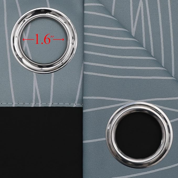Estelar Textiler Stone Blue and Greyish White Blackout Curtains & Drapes for Bedroom, Thermal Insulated Ombre Blackout Drapes, Room Darkening Energy Saving Curtains for Living Room, 42Wx63L, 2 Panels