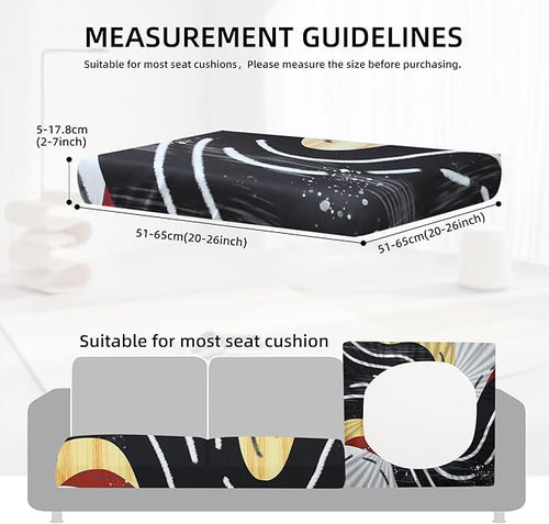 8Pcs Outdoor Cushion Covers, Patio Cushion Covers,Stretch Elastic Slipcovers, Replacement Washable & Reusable Furniture Protector for Patio Couch (Black River-Pattern,Cover Only)