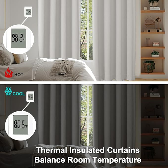 Simplebrand Ava Natural Blackout Curtains for Bedroom, 72 Inch Length, 2 Panels Set, Privacy Thermal Insulated Rod Pocket Window Curtains for Patio, French Door, W40 x L72 Inch