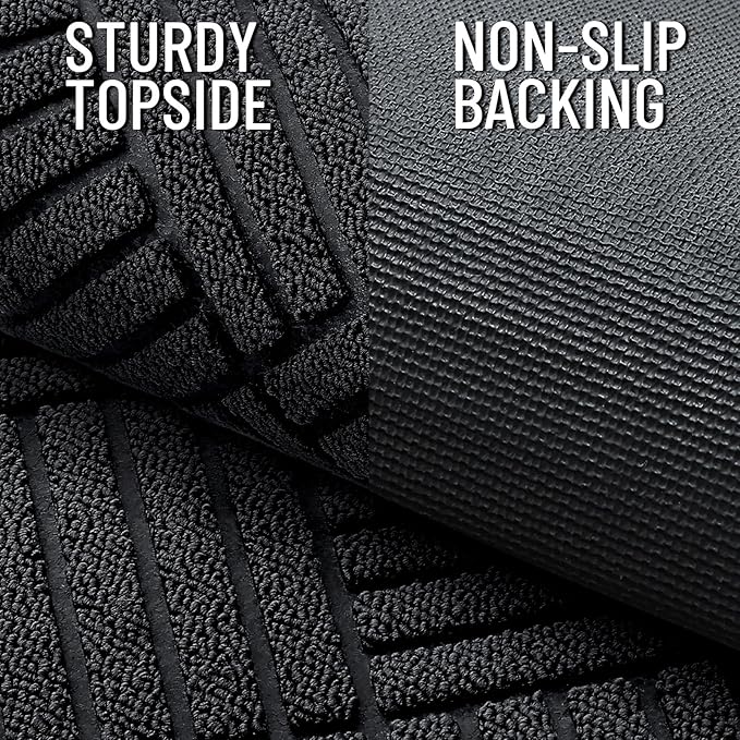 OLANLY Front Door Mat Outside Entrance 47x32, Absorbent, Heavy Duty Sturdy Natural Rubber Doormat Indoor Outdoor, Stain and Fade Resistant, Non-Slip Low Profile Floor Mat for Entryway, Black Diamond