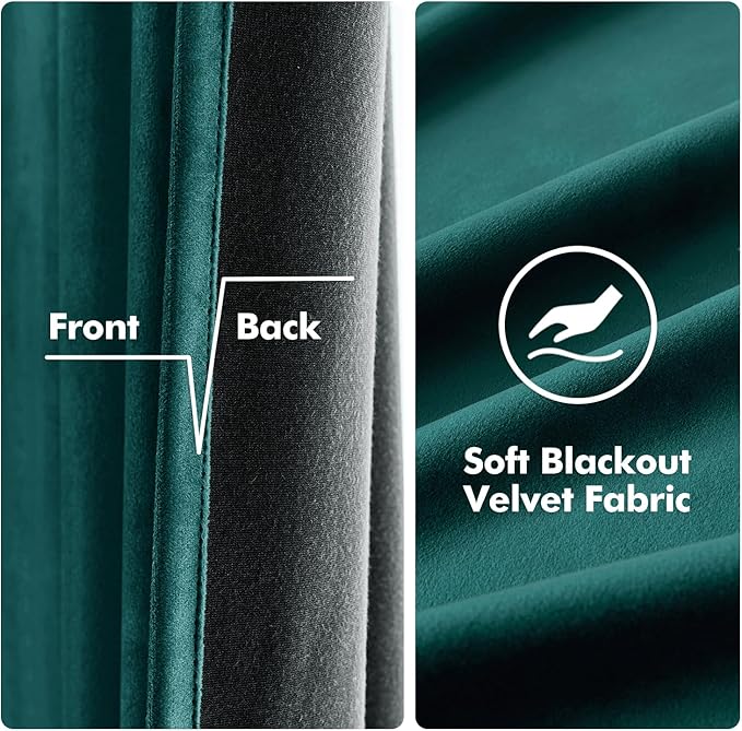 MIULEE Christmas Dark Green Velvet Curtains Room Darkening Blackout Solid Emerald Curtain Thermal Insulated Soundproof Curtains/Drapes/Panels for Living Room Bedroom 52 x 72 Inch 2 Panels