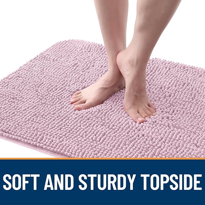 OLANLY Dog Door Mat for Muddy Paws 45x27, Absorbs Moisture and Dirt, Absorbent Non-Slip Washable Doormat, Quick Dry Chenille Mud Mat for Dogs, Entry Indoor Entryway Carpet for Inside Floor, Dusty Rose