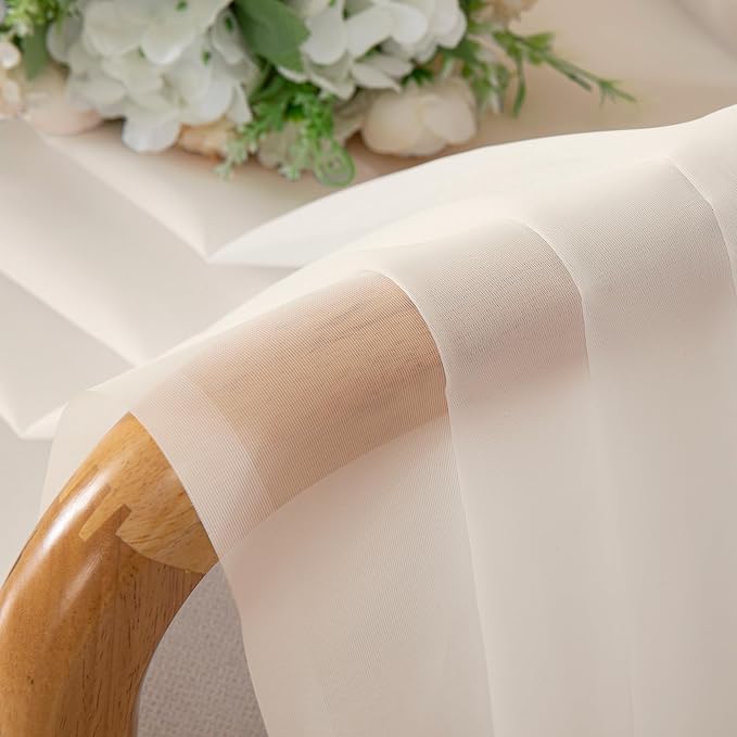 OWENIE Cream Sheer Curtains 68 Inch Length 2 Panels Set for Bedroom Living Room, Light Filtering Voile Sheer Curtains, Airy Rod Pocket Farmhouse Curtain, Cream, Each 42Wx68L inch
