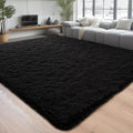 Chicrug Soft Area Rugs for Bedroom Living Room Plush Fluffy Rug 6x9 Feet, Shag Furry Area Rug Carpet Non Shedding for Nursery Children Kids Girls Room Home Decorative, Black