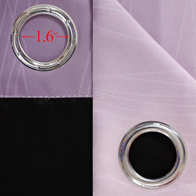 Ombre Pink and Purple Blackout Curtains 84 Inches Long, Full Room Darkening Curtains for Bedroom, Completely Light Blocking Grommet Thermal Insulated Gradient Drapes for Kids Room,52x84 Inch, 2 Panels