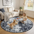 Washable Area Rugs 6ft Non-Slip Modern Abstract Soft for Living Room Entryway Bedroom Nursery, Print Pattern, Black Navy Blue Gray