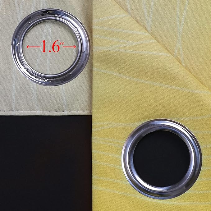 Ombre Gray and Yellow Blackout Curtains 63 Inch Length 2 panels, Full Room Darkening Curtains for Kids Room, Grommet Thermal Insulated Gradient Drapes, Light Blocking Curtains for Bedroom, 42x63 Inch